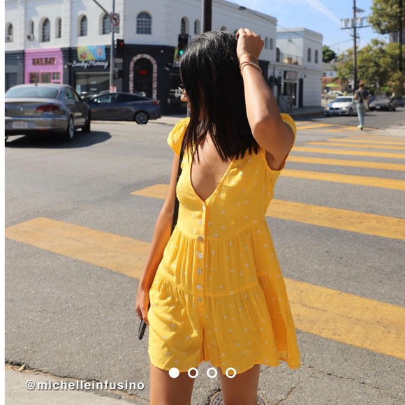 Urban Outfitters Pants - Urban Outfitters Rio Tiered Yellow Romper